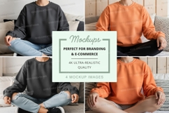 Sweatshirt mockup - crew neck, oversized fit, black and oran Product Image 1