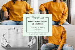 Oversized sweatshirt mockup in mustard yellow Product Image 1