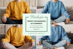 Sweatshirt mockup - crew neck, yellow and blue, relaxed fit Product Image 1