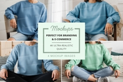 Oversized sweatshirt mockup in blue and green Product Image 1