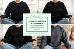 Sweatshirt mockup - crew neck, black and gray, casual settin Product Image 1