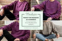 Purple and gray sweatshirt mockup with model Product Image 1