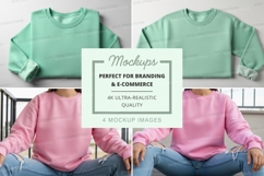 Long sleeve sweatshirt mockup in mint and pink colors Product Image 1