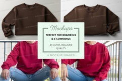 Oversized sweatshirt mockup in brown and red Product Image 1