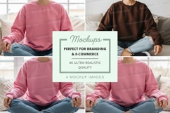 Sweatshirt mockup - crew neck, oversized fit, pink and brown Product Image 1