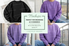 Sweatshirt mockup in black and purple Product Image 1