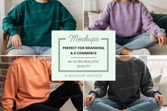 Sweatshirt mockup - four people wearing different colors Product Image 1