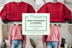 Cropped sweatshirt mockup in red and pink Product Image 1