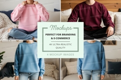 Sweatshirt mockup with models in relaxed positions Product Image 1