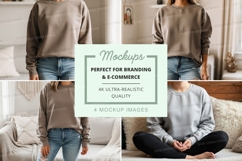 Sweatshirt mockup in beige and gray colors Product Image 1