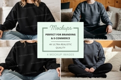 Sweatshirt mockup - crew neck, black and gray, four models Product Image 1