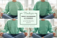 Mockup of light green sweatshirt with crew neck Product Image 1