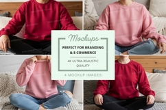 Long sleeve sweatshirt mockup - red and pink colors Product Image 1