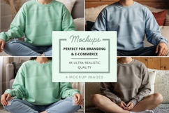 Sweatshirt mockup - crew neck, long sleeve, various colors Product Image 1