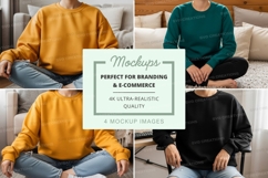 Sweatshirt mockup - crew neck, oversized fit, multiple color Product Image 1