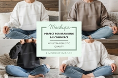 Sweatshirt mockup - crew neck, oversized fit, white and blac Product Image 1