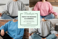 Sweatshirt mockup - crew neck oversized fit in gray, pink, a Product Image 1