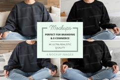 Sweatshirt mockup - crew neck sweatshirt in black and gray o Product Image 1