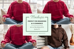 Sweatshirt mockup - red and brown crew neck sweatshirts on m Product Image 1