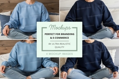 Sweatshirt mockup - crew neck, oversized fit, light blue and Product Image 1