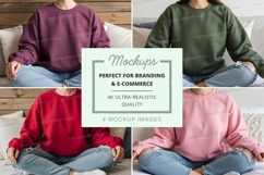 Four-person sweatshirt mockup in various colors Product Image 1