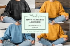 Four person sweatshirt mockup in various colors Product Image 1