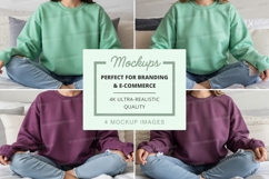 Sweatshirt mockup - oversized crew neck in green and purple Product Image 1