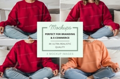 Sweatshirt mockup with model sitting on steps Product Image 1