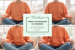 Oversized sweatshirt mockup - orange, front and back views Product Image 1