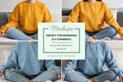 Sweatshirt mockup with person sitting in four different pose Product Image 1