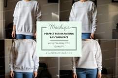 Oversized crew neck sweatshirt mockup in white Product Image 1