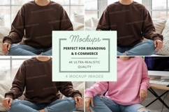 Long sleeve sweatshirt mockup with multiple models Product Image 1