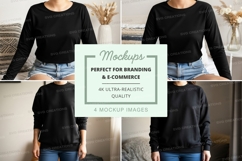 Black long sleeve t-shirt mockup Product Image 1