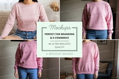 Long sleeve sweatshirt mockup in pink Product Image 1