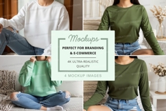 Long sleeve t-shirt mockup with various colors Product Image 1