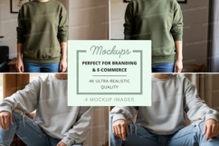 Oversized sweatshirt mockup in olive and gray Product Image 1