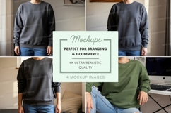 Sweatshirt mockup - front and back views in gray and green Product Image 1