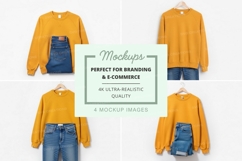 Mockup: yellow sweater and blue jeans outfits Product Image 1