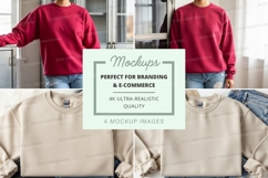 Sweatshirt mockup with models and flat lay Product Image 1