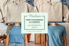 T-shirt mockup with two models and sweatshirts Product Image 1