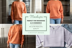 Sweatshirt mockup in orange and lavender Product Image 1