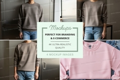Sweatshirt mockup - oversized fit, gray and pink colors Product Image 1