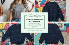 Sweatshirt mockup in dark blue with model Product Image 1