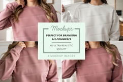 Women's cropped sweatshirt mockup in pink and white Product Image 1