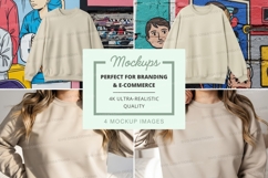 Oversized crew neck sweatshirt mockup in beige Product Image 1