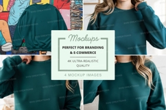 Green long sleeve crop sweatshirt mockup Product Image 1