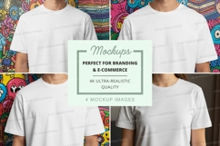T-shirt mockup - white crew neck t-shirt on mannequins Product Image 1