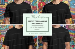Black t-shirt mockup with colorful background Product Image 1