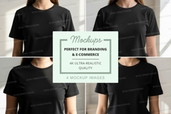 Black t-shirt mockup - front and back views Product Image 1