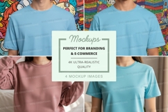 T-shirt mockup in light blue and pink colors Product Image 1